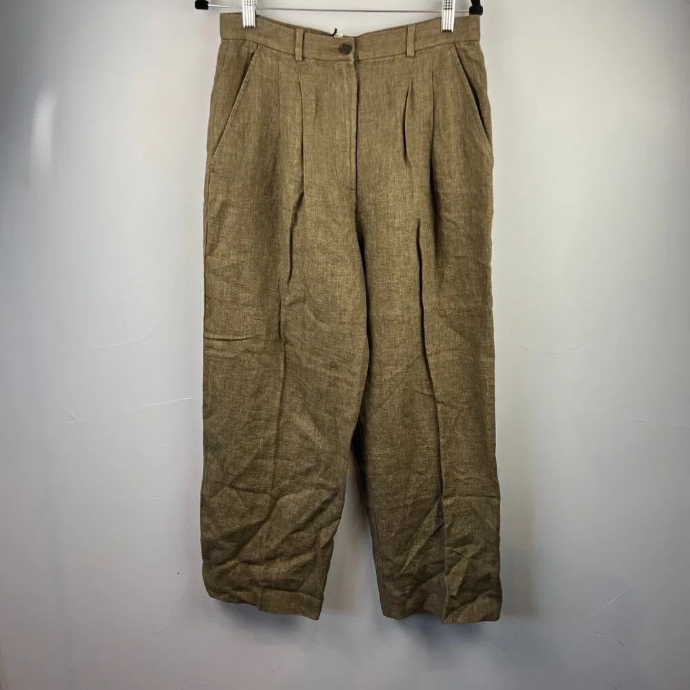 Banana Republic Soho High-Rise Wide-Leg Linen Pant Size 10P - Picture 3 of 10